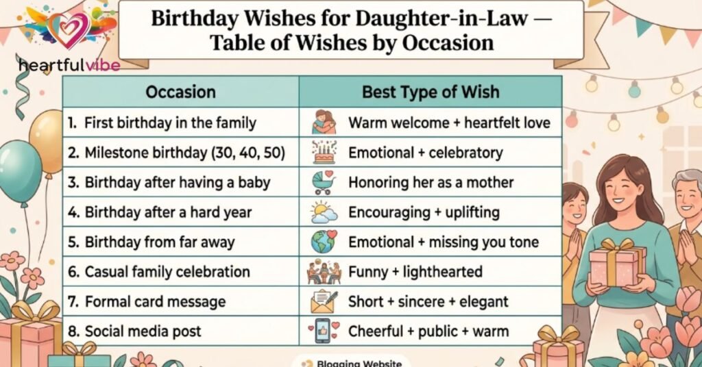 Birthday Wishes for Daughter-in-Law — Table of Wishes by Occasion